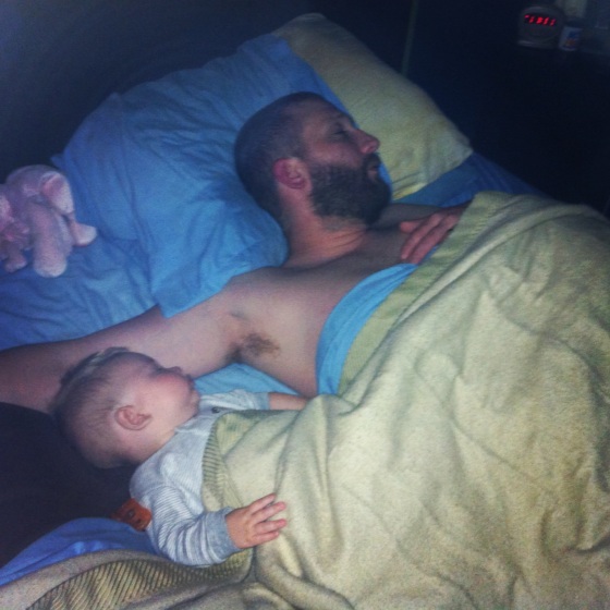 They passed out during Daddy & D snuggle time. Thankfully B showered before they fell asleep. :)